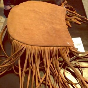 Nine West fringed suede & leather hobo bag